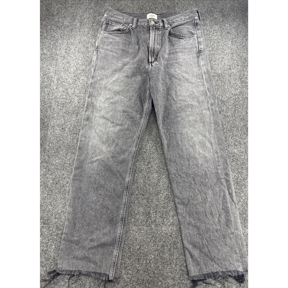 Citizens of Humanity Daphne Crop Womens 27 Gray High Rise Straight Raw Hem Jeans